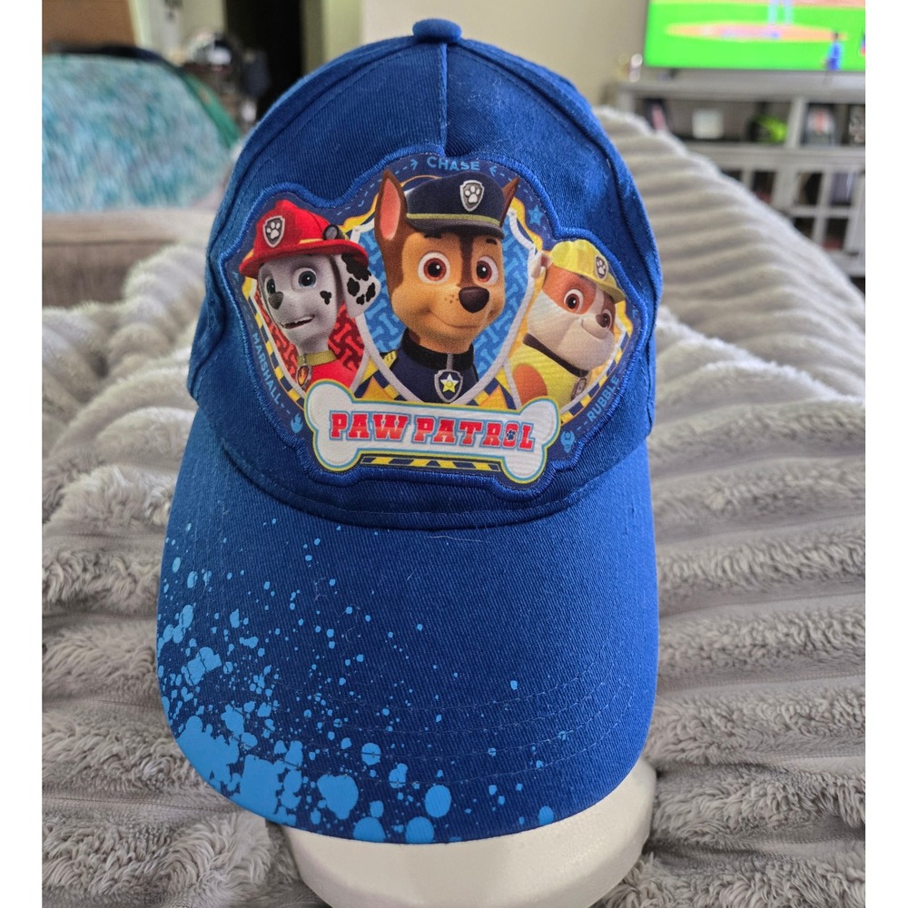 Paw Patrol Boys Blue Snapback Baseball Hat Chase Marshall Rubble Graphic Cap